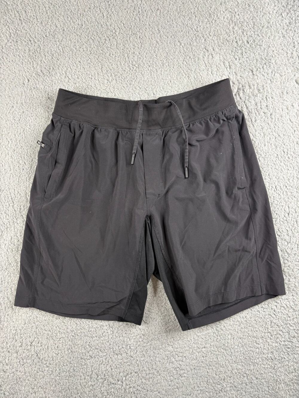 Lululemon Athletic Shorts Men's Large Black Drawstring Zip Pocket Activewear